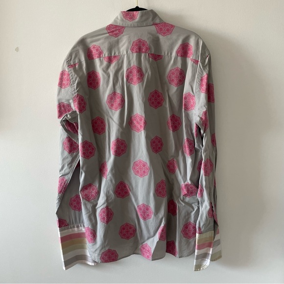 Ted Baker London mens long sleeve button down collared shirt grey pink design - Picture 2 of 3